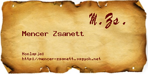 Mencer Zsanett névjegykártya